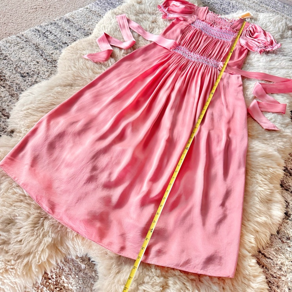 ✨🌸🍧DÔEN ‘Castalia’ Silk Embroidered Smocked Maxi Dress Sunset Pink XS✨ - Picture 8 of 17